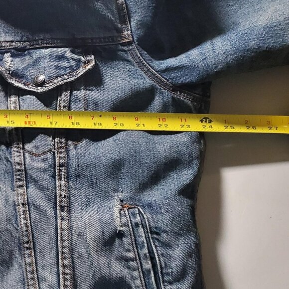 Abercrombie and Fitch Sherpa Lined Denim Trucker Jacket Sz XL mens - Picture 8 of 16